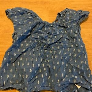 Blue Printed Women's Peasant Top